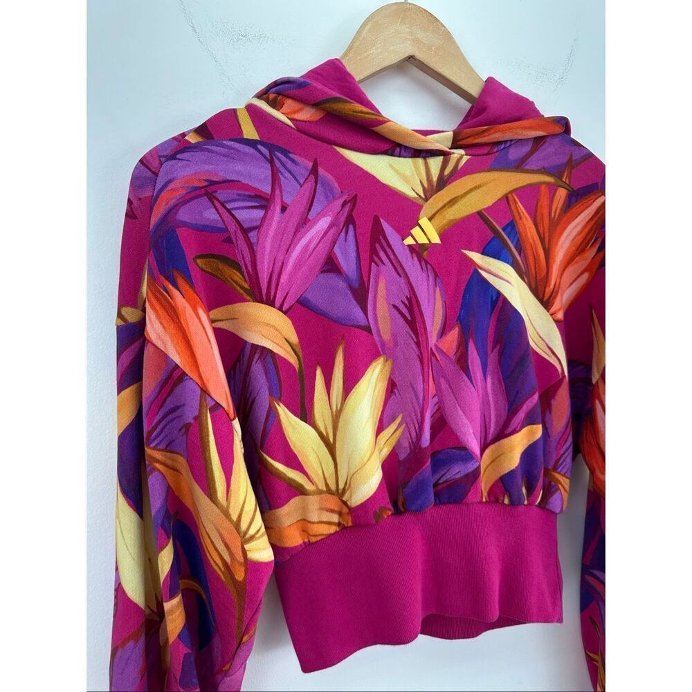 Adidas Farm Rio Women’s Birds of Paradise Bright Magenta Bold Pink Multi Cropped - Picture 9 of 10